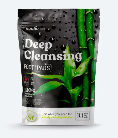 Diagram showing reflexology points on feet and how Nuubu works